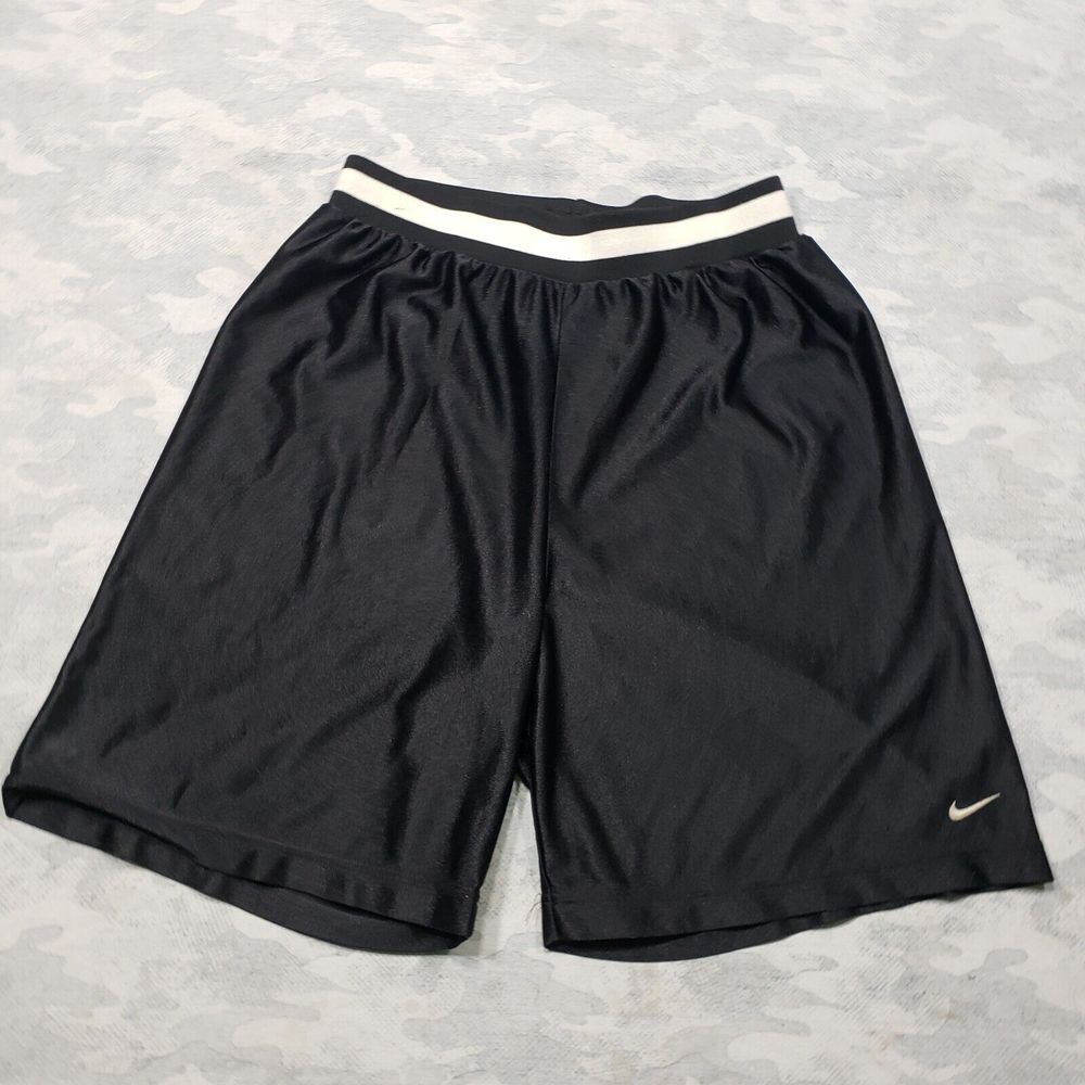 Vintage Nike Shorts Youth Boys Medium Black Embroidered‎ Logo Gym Basketball